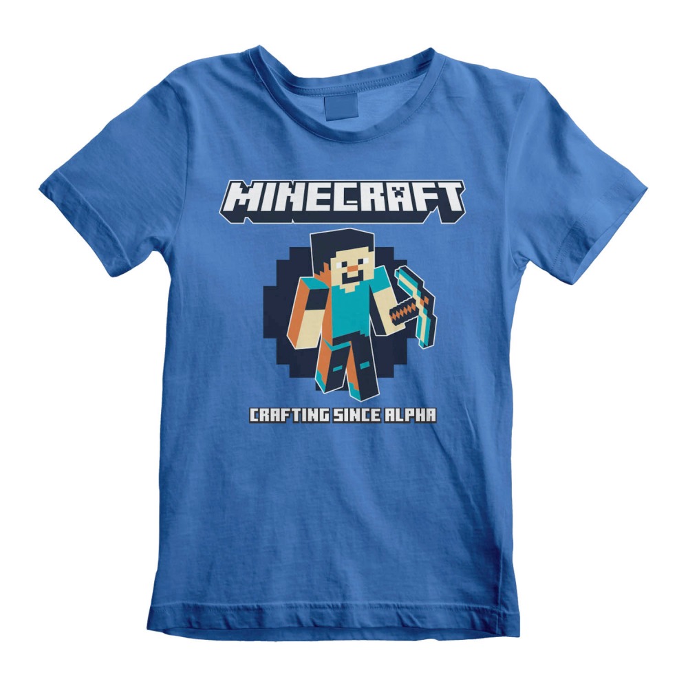 Minecraft - Crafting Since Alpha Kinder T-shirt - Blauw